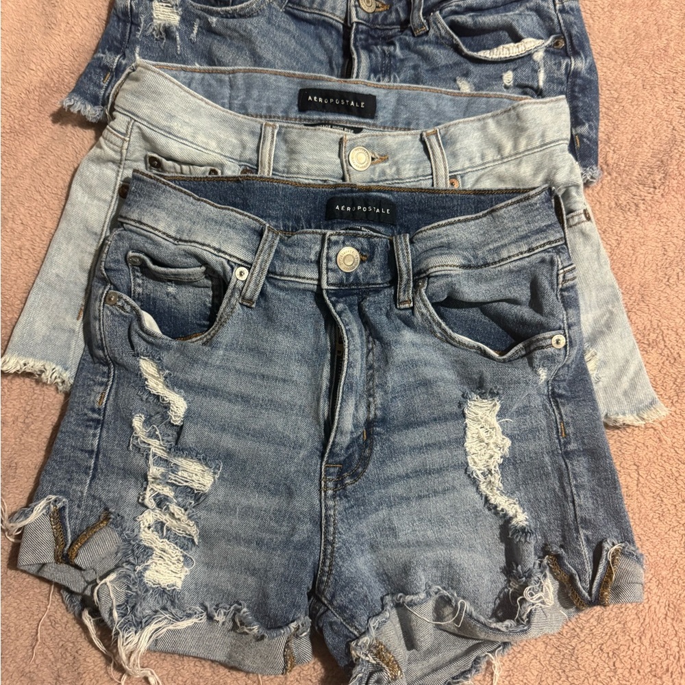 Aeropostale Distressed Jean Shorts Trio